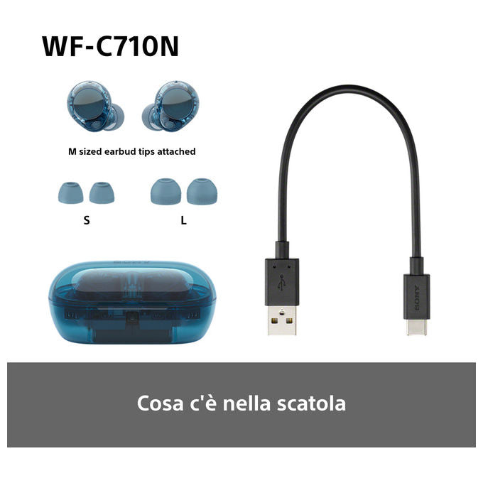 Sony WFC710N Auricolari True Wireless Bluetooth ANC Blu Glass Blue IPX4 40h
