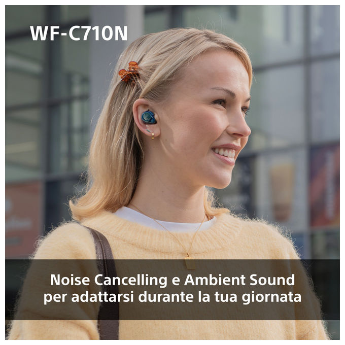Sony WFC710N Auricolari True Wireless Bluetooth ANC Blu Glass Blue IPX4 40h