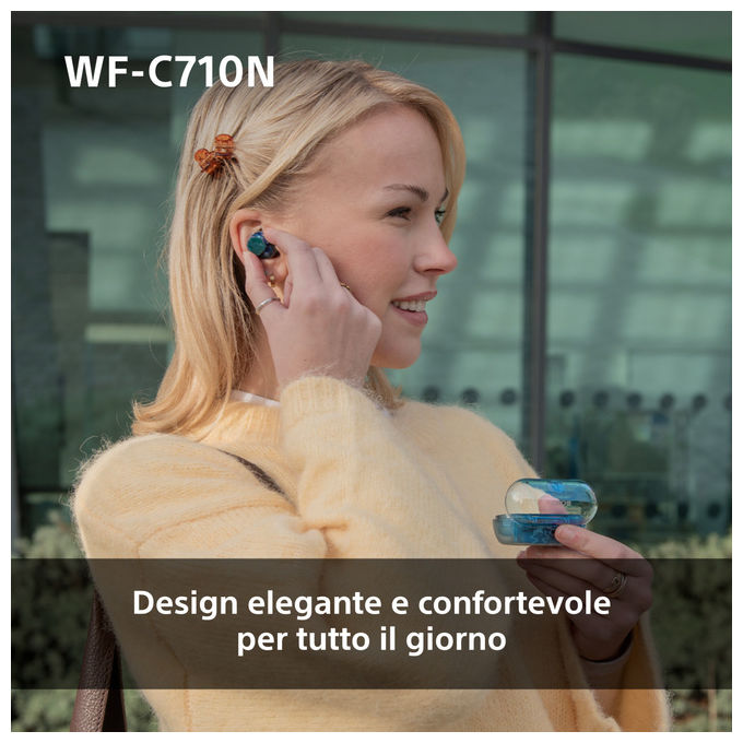 Sony WFC710N Auricolari True Wireless Bluetooth ANC Blu Glass Blue IPX4 40h