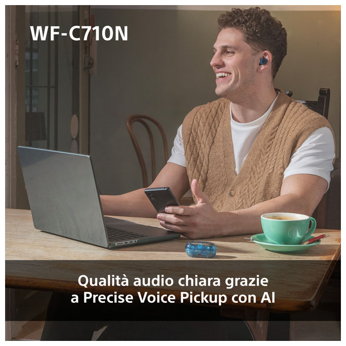 Sony WFC710N Auricolari True Wireless Bluetooth ANC Blu Glass Blue IPX4 40h