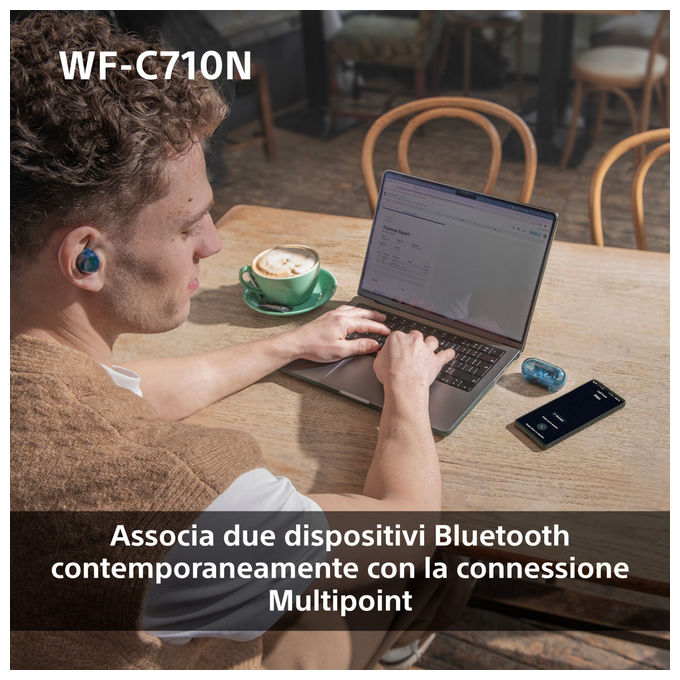 Sony WFC710N Auricolari True Wireless Bluetooth ANC Blu Glass Blue IPX4 40h