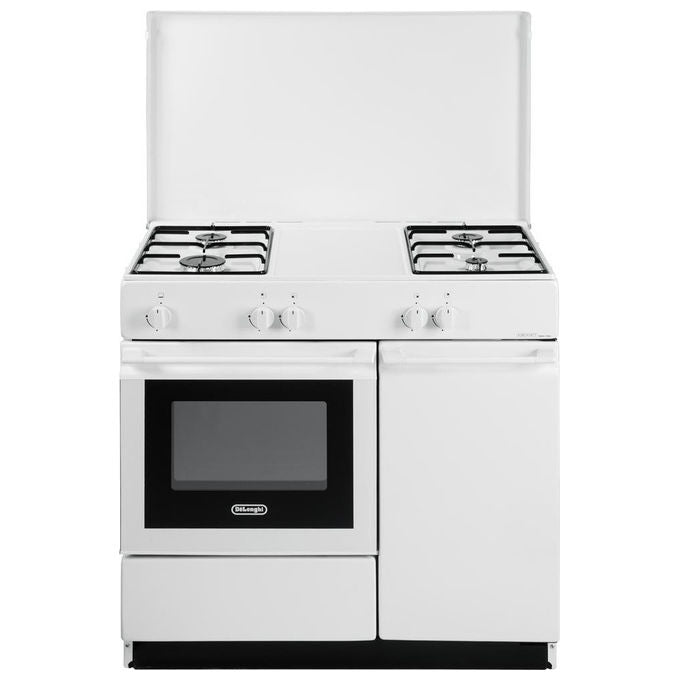 De Longhi Cucina a gas bianca 4 fuochi con forno a gas 42L piano smaltato 86x50x85 cm
