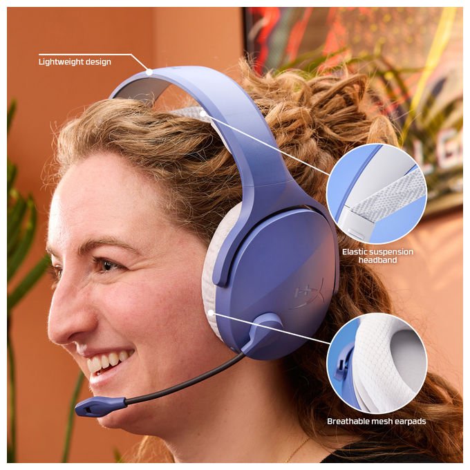 HyperX Cloud Jet Cuffie Gaming Wireless Blu Chiaro, Dual 2.4GHz+BT, PC-PS5-PS4-Mobile