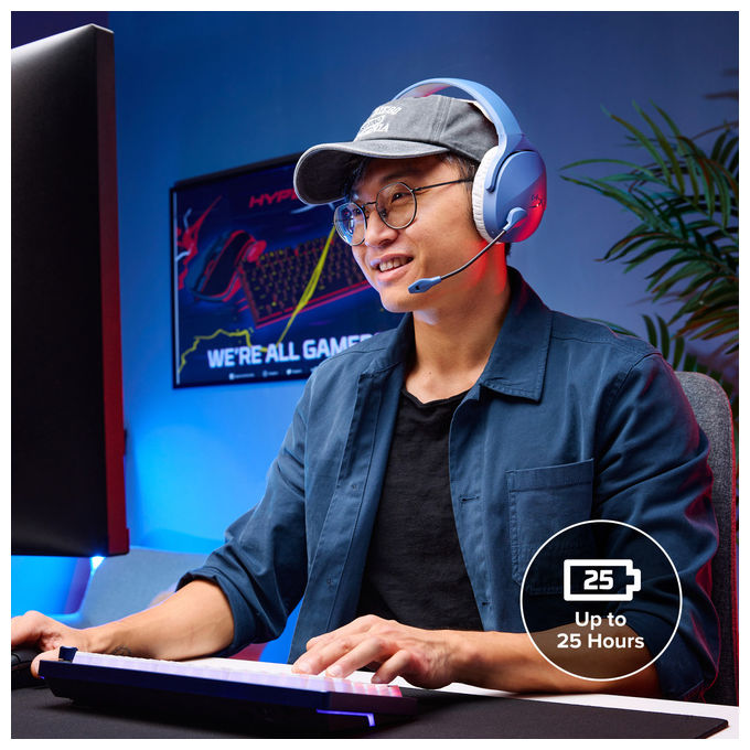 HyperX Cloud Jet Cuffie Gaming Wireless Blu Chiaro, Dual 2.4GHz+BT, PC-PS5-PS4-Mobile