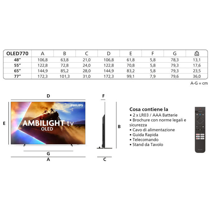 Philips OLED 55OLED770 TV Ambilight 4K 55'' P5 AI Perfect Picture Ultra HD