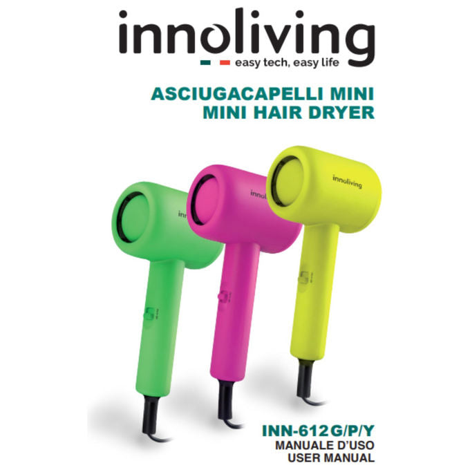 Innoliving Asciugacapelli Mini INN-612 Compatto e Pieghevole