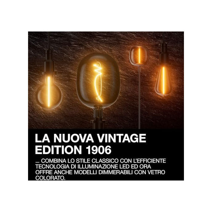 Osram, Lampada LED Vintage 1906 Edison, E27, 4.8W 470lm, 2700K, Dimmerabile, Filamento Chiaro
