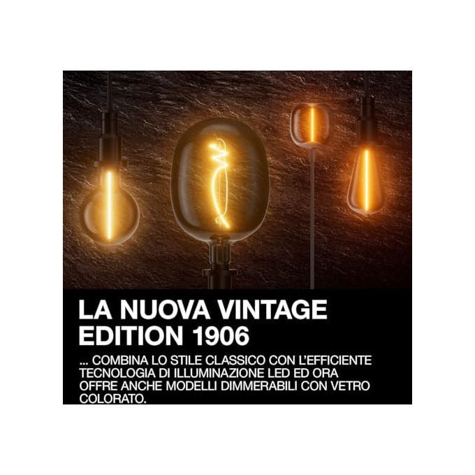 Osram, Lampada LED Vintage 1906 Classic Globe95, E27, 4.8W 470lm, 2700K, Dimmerabile, Trasparente