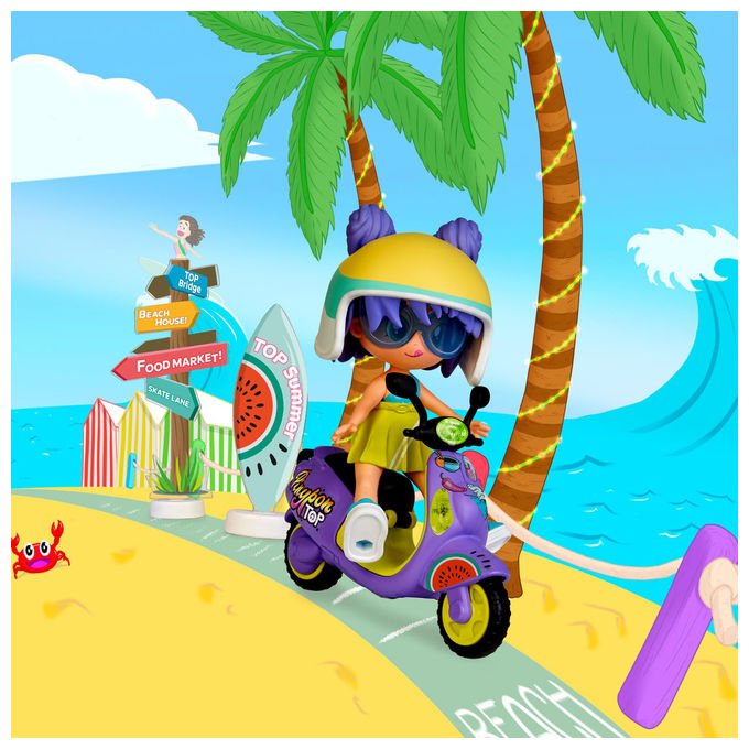 Pinypon TOP, Moto Girl, Personaggio Articolato con Accessori, Include Casco e Occhiali, +4 Anni