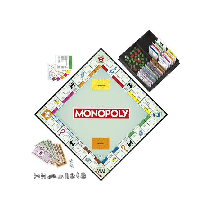 Hasbro Gaming, Monopoly, Gioco da Tavolo per Famiglia e Amici, Include Vaschetta e Pedine Grandi, 2-6 Giocatori