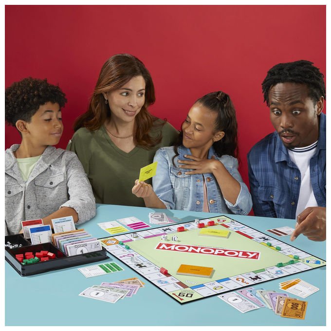 Hasbro Gaming, Monopoly, Gioco da Tavolo per Famiglia e Amici, Include Vaschetta e Pedine Grandi, 2-6 Giocatori