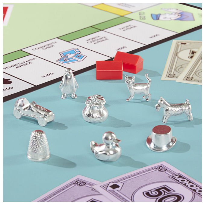 Hasbro Gaming, Monopoly, Gioco da Tavolo per Famiglia e Amici, Include Vaschetta e Pedine Grandi, 2-6 Giocatori