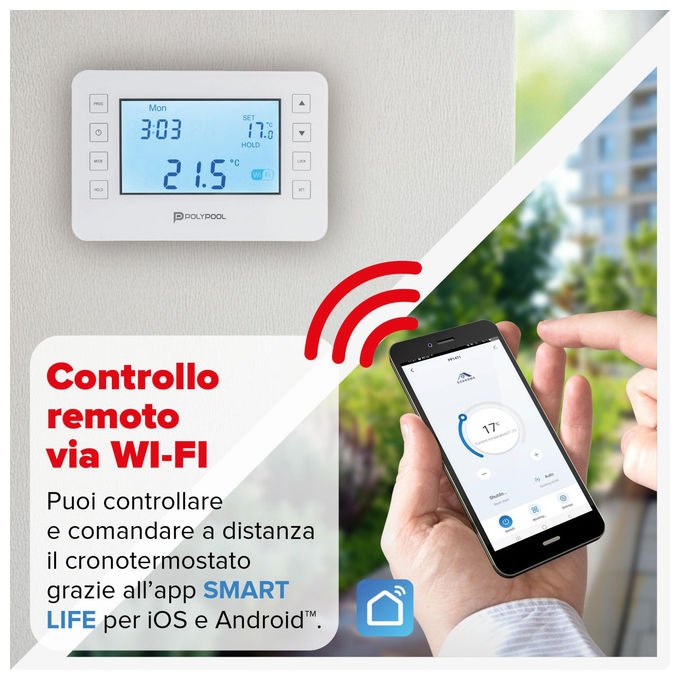 Poly Pool, Termostato Digitale Smart Wi-Fi, Programmabile, Compatibile Alexa Google Home, PP1471
