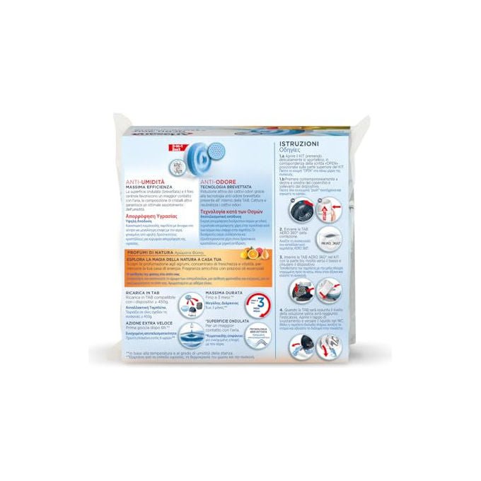 Ariasana Aero 360° Ricarica Tab Agrumi, Assorbi Umidita' 450g, Aromaterapia
