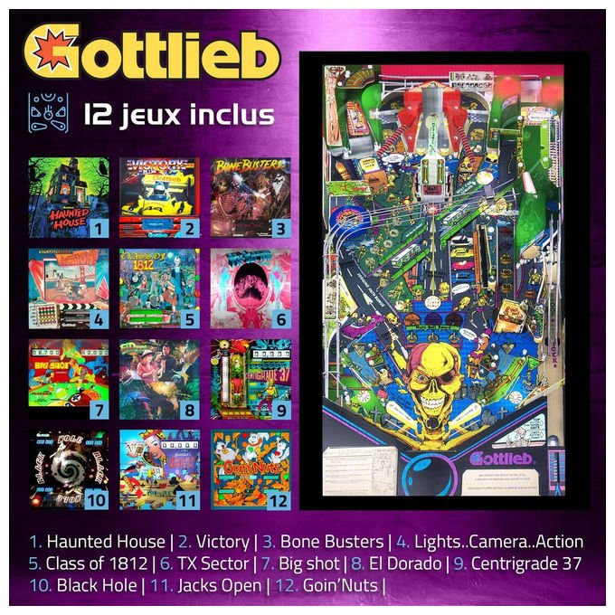 Arcade1Up, Toy Shock Haunted House, Flipper Elettronico, 12 Giochi, Display 24 Pollici