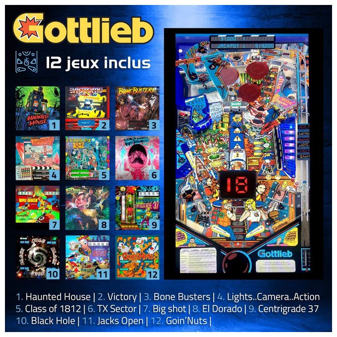 Arcade1Up, Toy Shock Haunted House, Flipper Elettronico, 12 Giochi, Display 24 Pollici