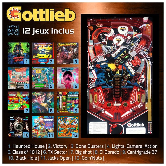 Arcade1Up, Toy Shock Haunted House, Flipper Elettronico, 12 Giochi, Display 24 Pollici