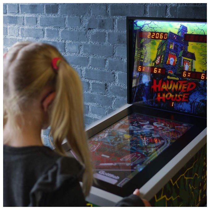 Arcade1Up, Toy Shock Haunted House, Flipper Elettronico, 12 Giochi, Display 24 Pollici