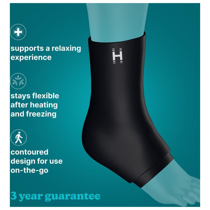 Homedics, Supporto Caviglia con Gel Caldo Freddo, Ultra Morbida, Traspirante, SR GA800, Nero