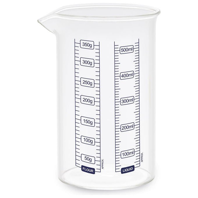 Guardini, Bicchiere Dosatore 0.5L, Vetro Borosilicato, Resistente Shock Termici, Trasparente Azzurro