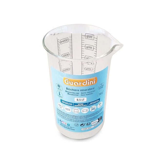 Guardini, Bicchiere Dosatore 0.5L, Vetro Borosilicato, Resistente Shock Termici, Trasparente Azzurro