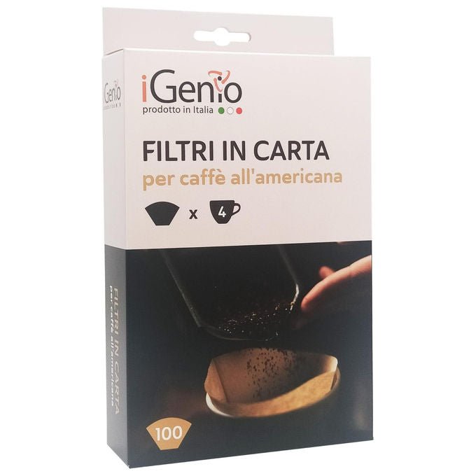 Igenio Filtri carta caffe' americana, formato 4 tazze, 100 pezzi