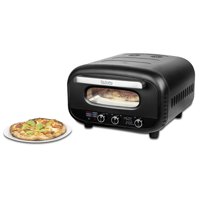 Unold 68805 Pizza Oven Alfredo Forno per Pizza 1700 W Temperatura fino a 450 °C Acciaio Inox (43.3x47.2x28.6 cm) colore Nero