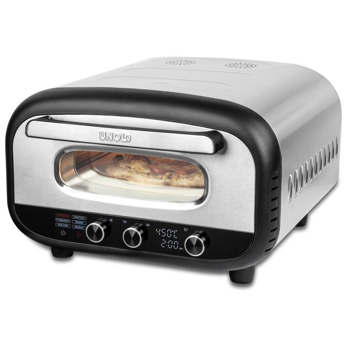 Unold 68806 Pizzaofen Alfredo Macchina e Forno per Pizza 1 pizza 1700 W Temperatura fino a 450 °C Diametro massimo 30 cm Display digitale colore Acciaio inox