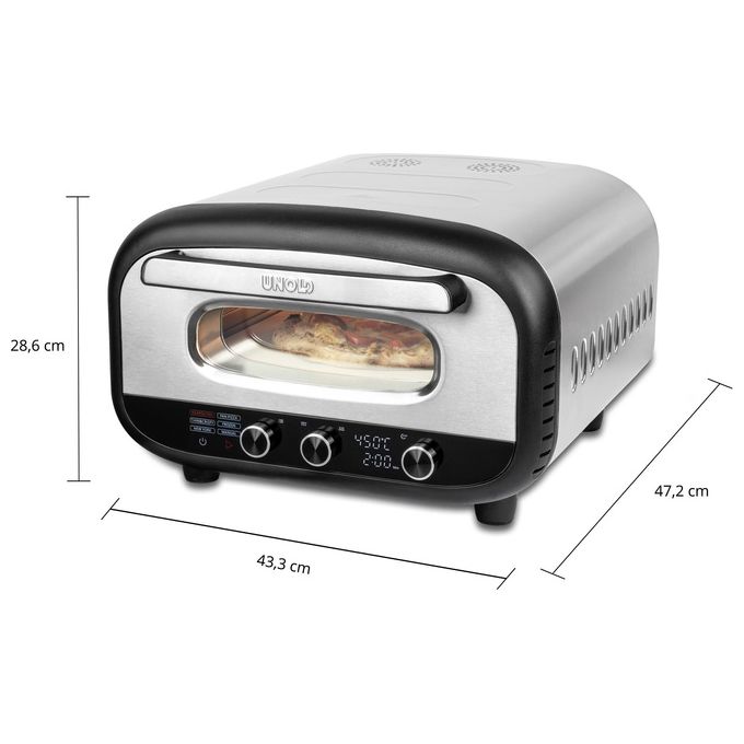 Unold 68806 Pizzaofen Alfredo Macchina e Forno per Pizza 1 pizza 1700 W Temperatura fino a 450 °C Diametro massimo 30 cm Display digitale colore Acciaio inox