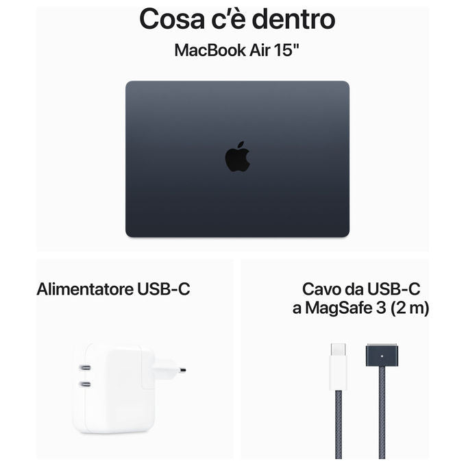 Apple macbook air 15.3 m3 8gb 256gb ssd mezzanotte
