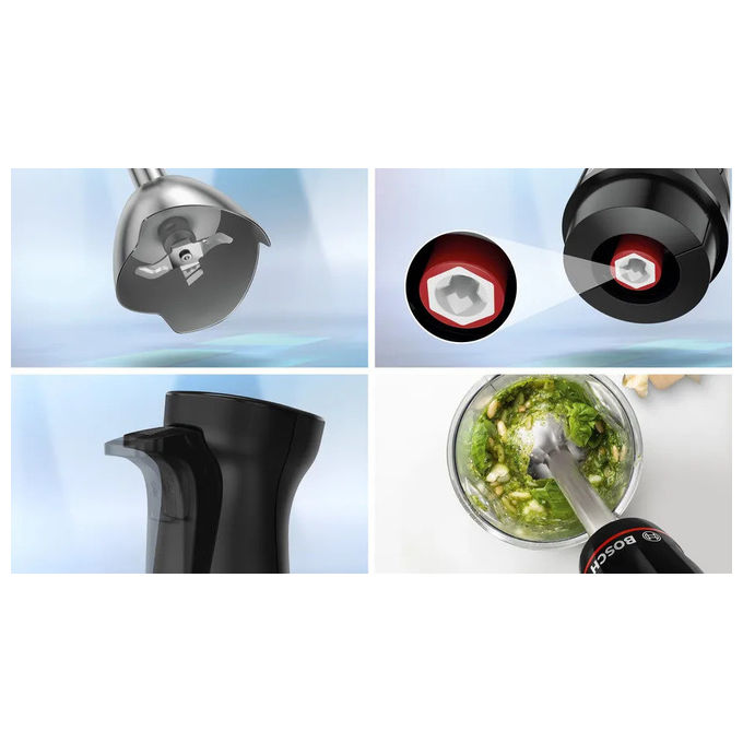 Bosch frullatore ad immersione MSM4B620 ErgoMaster 1000W nero QuattroBlade AntiSplash