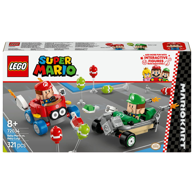 Lego Super Mario set costruzione Mario Kart Baby Mario vs Baby Luigi 321 pezzi 72034