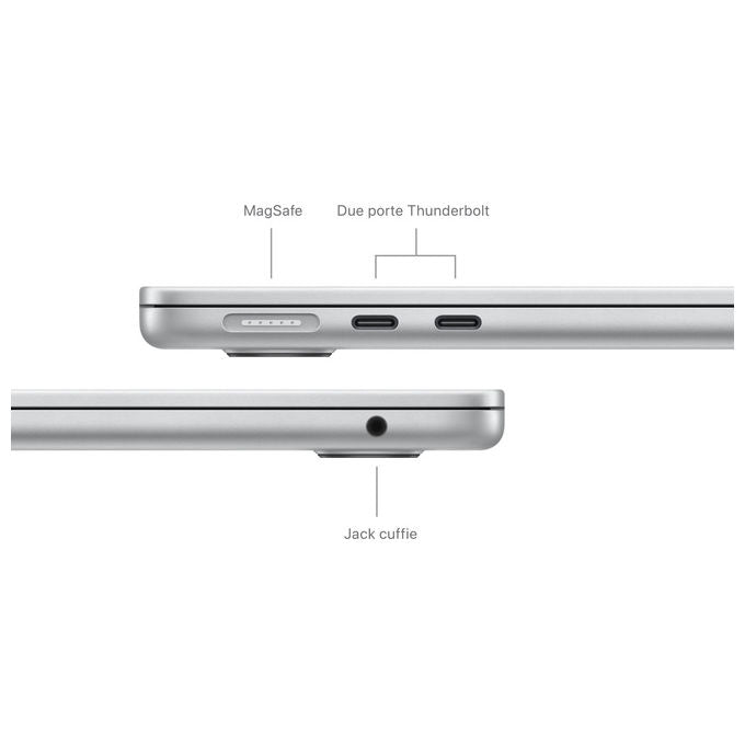 Apple MacBook Air 13.6 pollici M3 512GB SSD 8GB RAM argento notebook ultraleggero