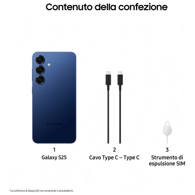 Samsung galaxy s25 smartphone 6.2 amoled 12gb 256gb 5g dual sim navy italia