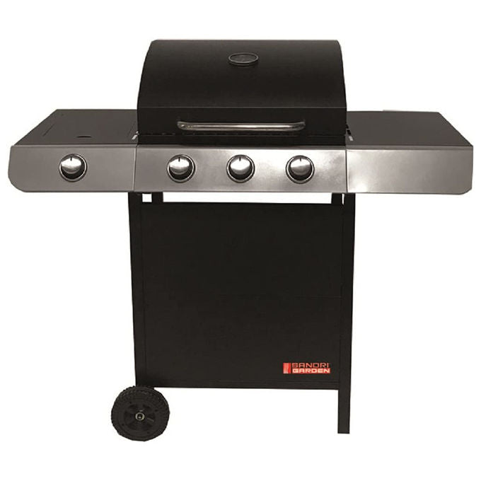 Barbecue a gas sandrigarden cuba 3 fuochi fornello laterale 11.6 kw area cottura 49x36 cm