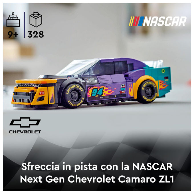 Lego 76935 Speed Champions Set Costruzione NASCAR Next Gen Chevrolet Camaro ZL1 328 Pezzi