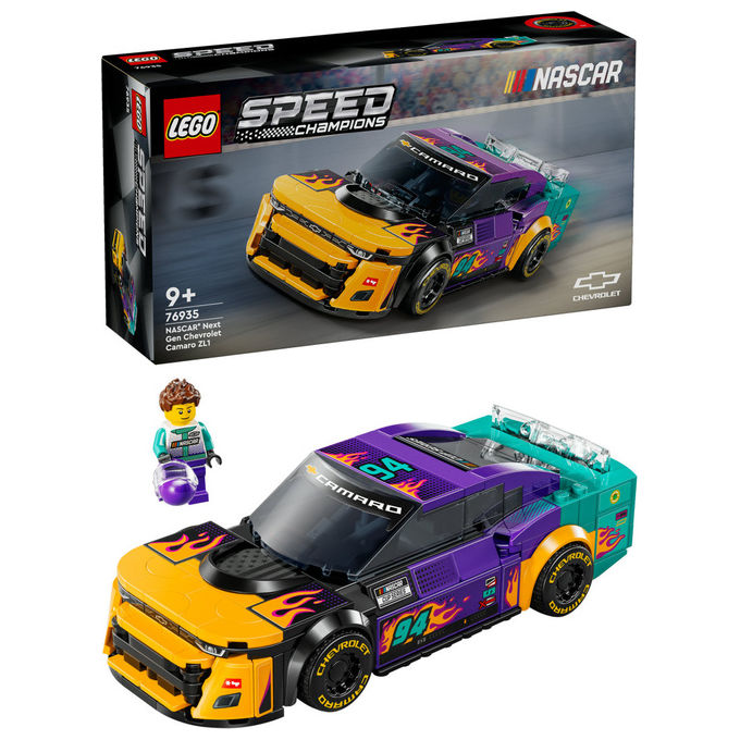 Lego 76935 Speed Champions Set Costruzione NASCAR Next Gen Chevrolet Camaro ZL1 328 Pezzi