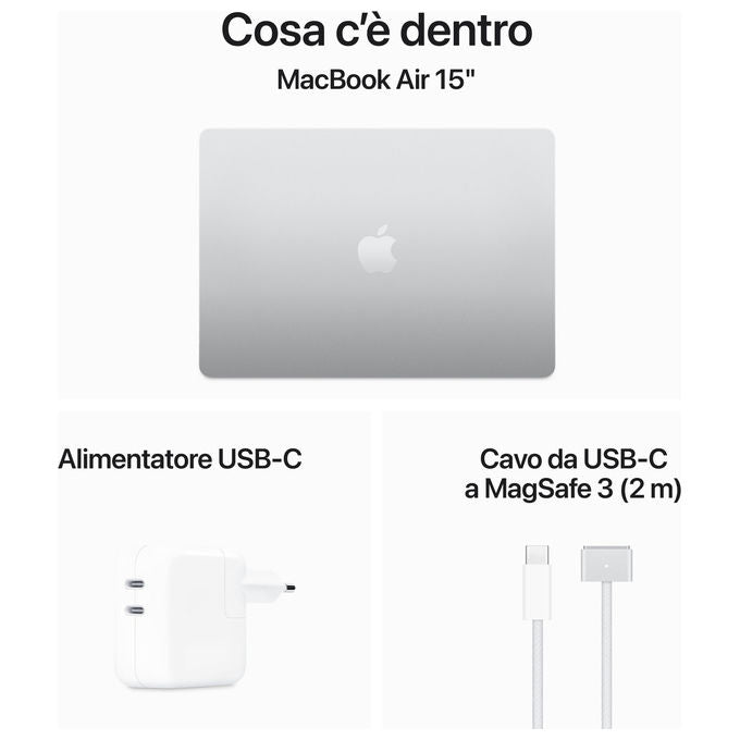 Apple Macbook Air 15.3 m3 16gb ram 512gb ssd argento notebook ultraleggero