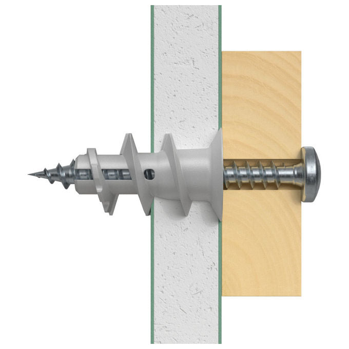 Fischer 52389 tassello per cartongesso 22 mm 100 pezzi nylon bianco per viti 4 5 mm
