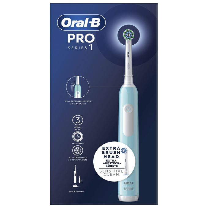 Oral B spazzolino elettrico ricaricabile series 1 blu con timer e 2 testine