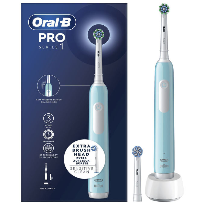 Oral B spazzolino elettrico ricaricabile series 1 blu con timer e 2 testine