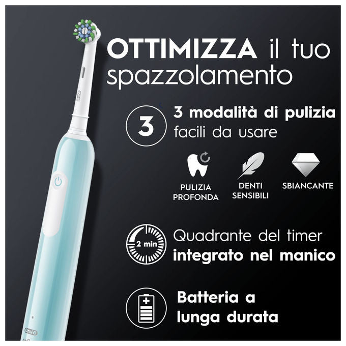 Oral B spazzolino elettrico ricaricabile series 1 blu con timer e 2 testine