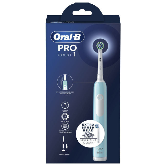 Oral B spazzolino elettrico ricaricabile series 1 blu con timer e 2 testine