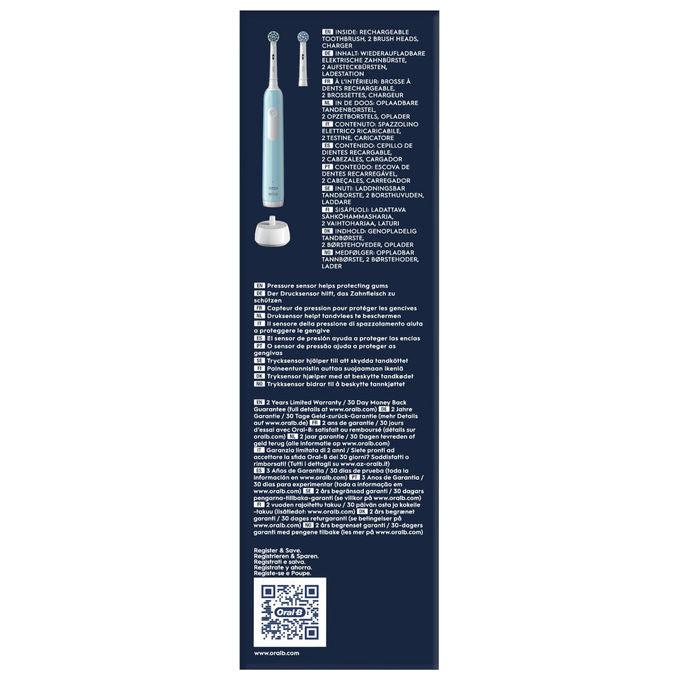 Oral B spazzolino elettrico ricaricabile series 1 blu con timer e 2 testine