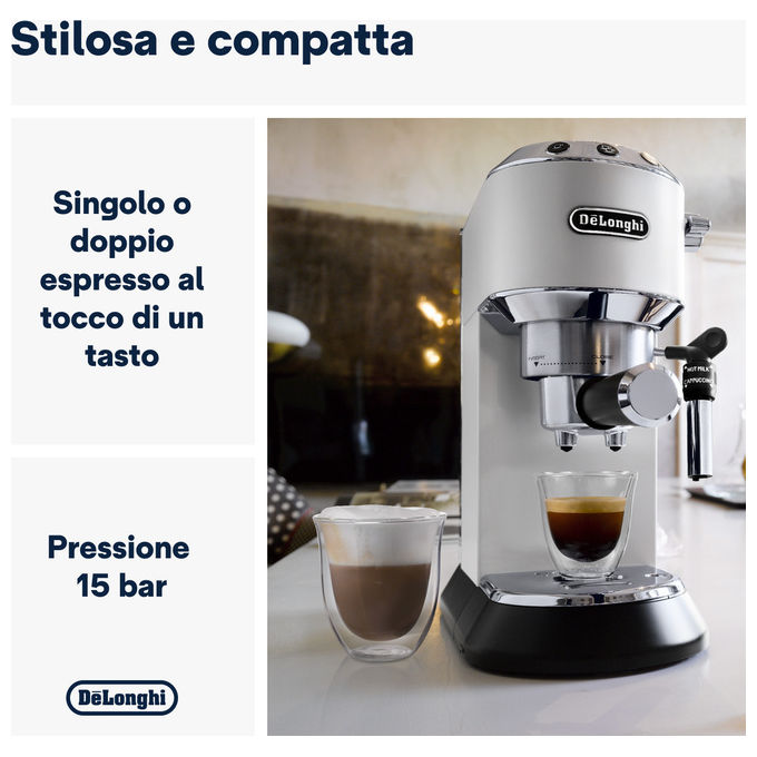 De longhi dedica style ec685w macchina espresso automatica manuale 1,1l Bianco