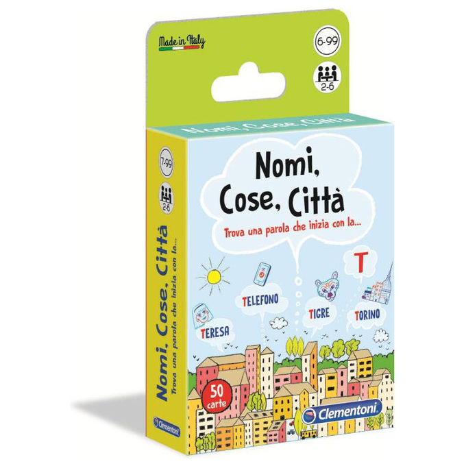 Clementoni gioco di carte nomi cose citta' educativo per bambini 50 carte italiano 7 anni