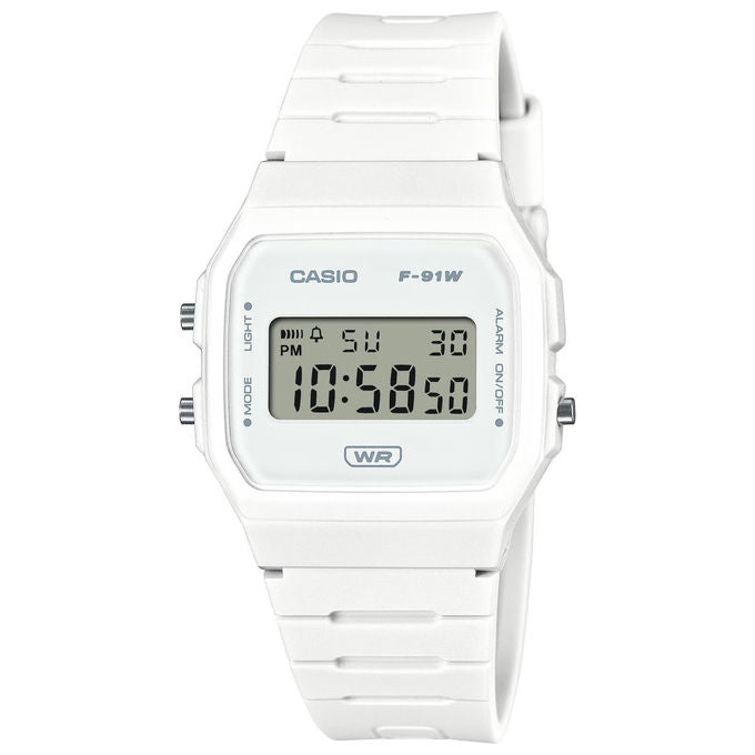Casio orologio digitale unisex f91wb7aef timeless collection bianco resina vintage