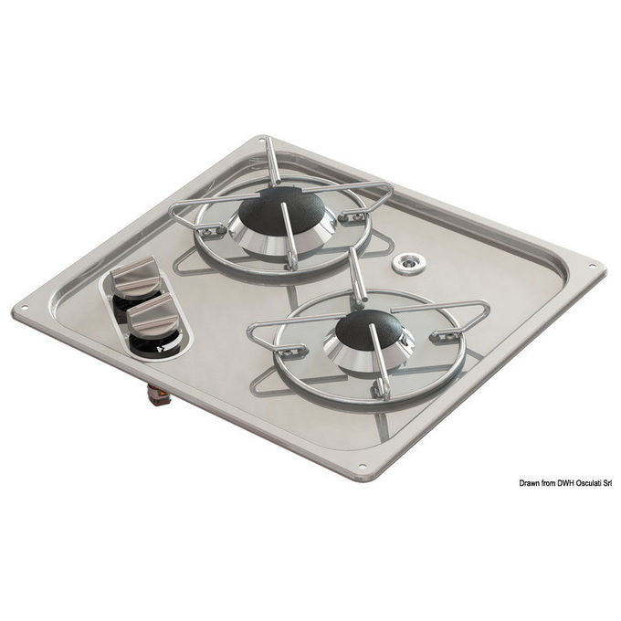 Osculati piano cottura incasso acciaio inox 2 fuochi 2750w 323x353mm modello 50.102.44