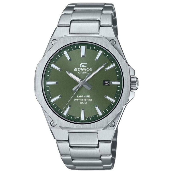 Casio edifice orologio uomo analogico quarzo acciaio slim quadrante verde efr s108d 3avuef