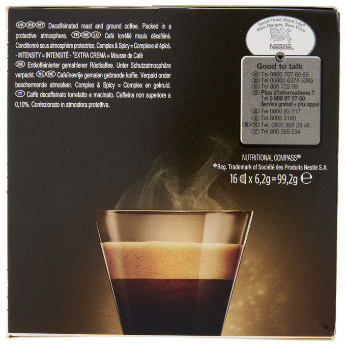 Nescafe Dolce Gusto capsule caffe espresso intenso decaffeinato 16 pezzi intensita 7